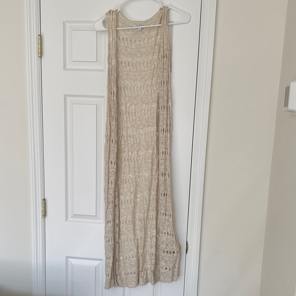 Joseph A Cream Sleeveless Open Knit  Tunic Cardigan Duster - Small